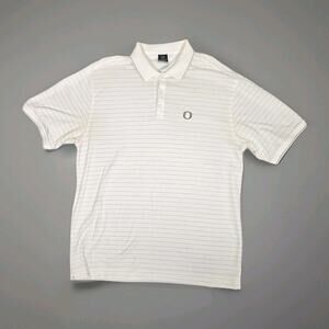Nike Dri Fit Polo Shirt Mens XL Oregon Ducks Golf Stripe White Performance